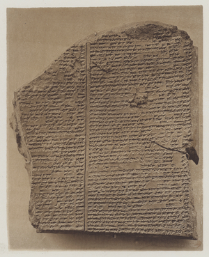 The Deluge-tablet, Obverse and Reverse (b/w photo)