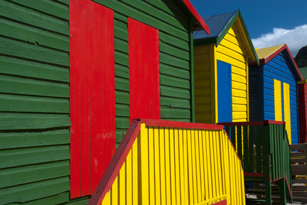 Victorian bathing houses, False Bay, Muizenberg, Cape Town, South Africa (photo)