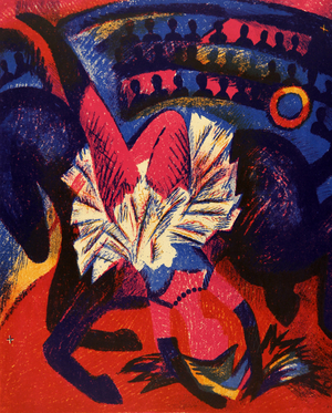 Female Equestrian, 1977 (colour litho)