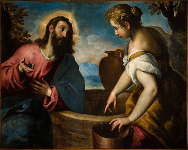 Jesus and the Samaritan woman (oil on canvas)