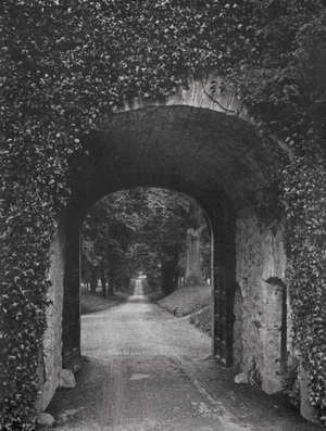 Entrance to Brougham Hall, Cumberland (b/w photo)