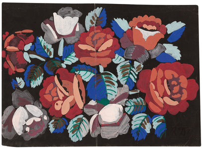 Red and Pink Roses (gouache on black primed paper)
