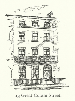 London houses: 13 Great Coram Street (engraving)