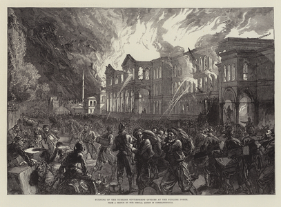 Burning of the Turkish Government Offices at the Sublime Porte (engraving)