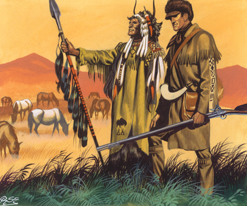 Lewis And Clarke were well received by the Shoshoni (gouache on paper)