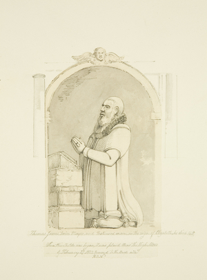 Effigy of Thomas James in St Mark's (pencil & watercolour on paper)