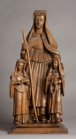 Statue. Sainte Waudru and her two daughters. Wood.