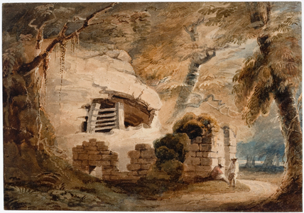 Warkworth Hermitage (bodycolour on paper)
