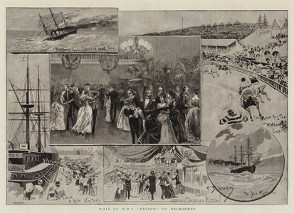 Visit of HMS "Nelson" to Melbourne (litho)