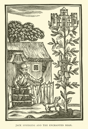 Jack Spriggins and the enchanted bean (woodcut)