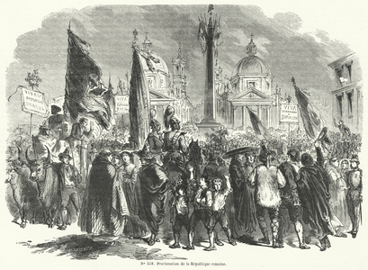 Proclamation of the Roman Republic, Italy, 9 February 1849 (engraving)