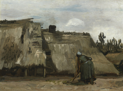 A Peasant Woman Digging in Front of Her Cottage, c.1885 (oil on canvas)