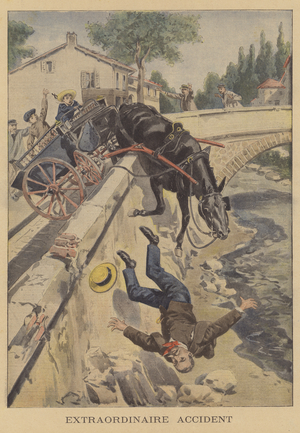 An extraordinary accident (colour litho)
