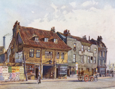 Lost London: Houses on West side of Church Street, Lambeth (colour litho)