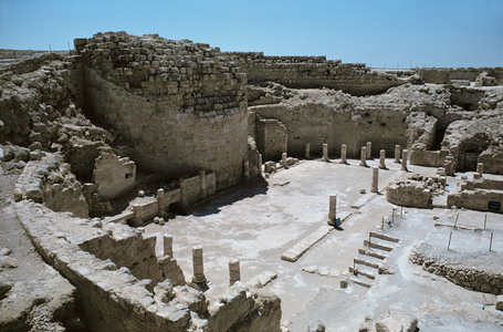 Palace of King Herod the Great with Hellenistic tower, columnated courtyard, and synagogue