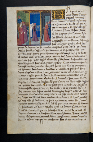 MS Hunter 252 068v Page from 'Cent Nouvelles Nouvelles, c.1461-62 (vellum)