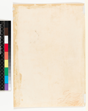 Slight ink scribbles, possibly a drapery study? (verso) , eighteenth century (red chalk on paper) [see 5938219]