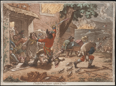 United Irishmen upon Duty, 1798 (coloured engraving)