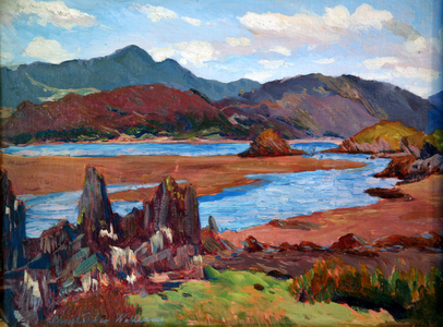 View from Arthog (oil on canvas)