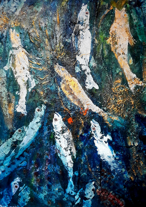 fish song, 2019, oils on canvas