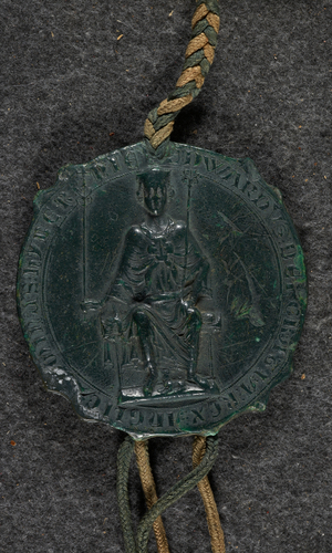 A royal licence in defeasance of the Statute of Mortmain, to Geoffrey Randolf, of Shrewsbury to alienate land without the walls, near the postern of Rumbaldeshom, to the Austin Friars of Shrewsbury, co. Salop