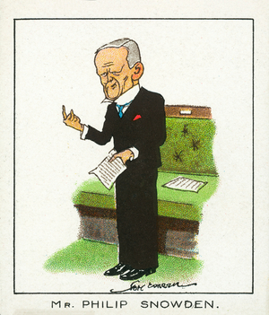 Notable MPs, 1929: Mr Philip Snowden (colour litho)