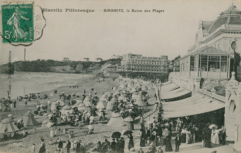Picturesque Biarritz - Biarritz, Queen of Beaches. Postcard sent in 1913.
