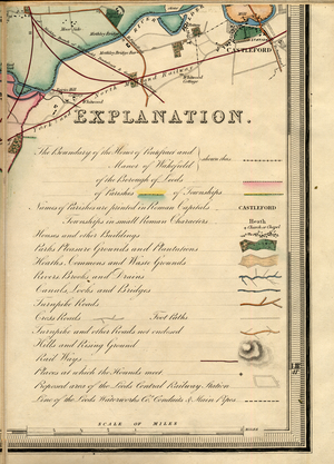 D6, Explanation (key to map symbols), 1849 (hand coloured engraving)