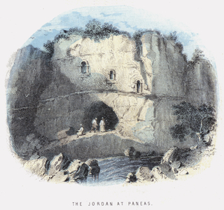 The Jordan at Paneas (coloured engraving)