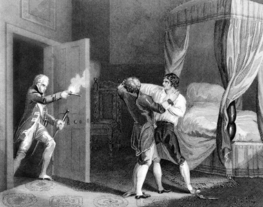 arrest for high treason of irish nationalist rebel Lord Edward Fitzgerald (1763-1798) may 19, 1798, engraving by J. Thurston after J. Rogers