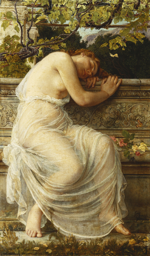 The Sleeping Girl, (oil on canvas)