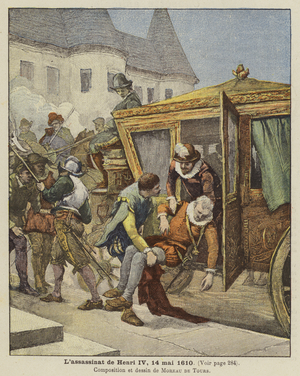 The assassination of King Henry IV of France, 14 May 1610 (litho)