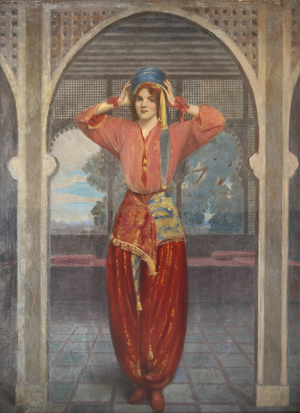 Girl in Red  Eastern Costume (Nellie Hozier, Mrs Bertram Romilly [1880 - 1960])