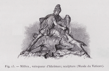 Mithra, vainqueur d'Ahriman; sculpture, Musee du Vatican (engraving)