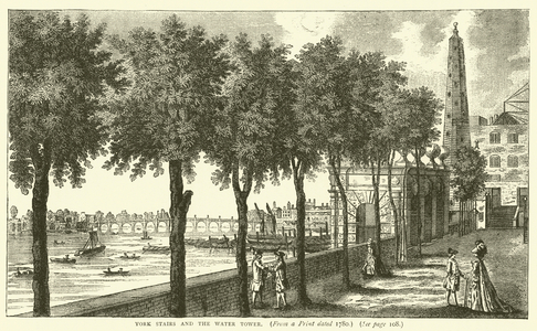 York Stairs and the Water Tower, from a print dated 1780 (engraving)