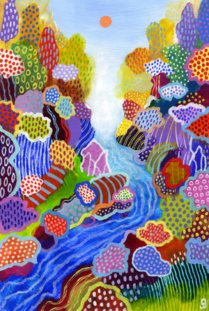 Floating World 3, 2023 (acrylic and oil pastel on paper)