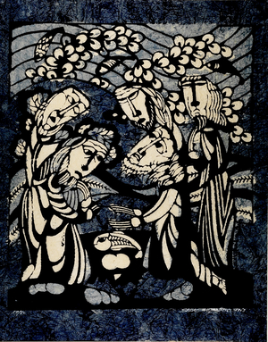 Christ of the Miracle of Loaves and Fish, 1967 (woodblock print)