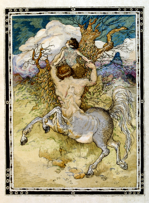 Illustration for Hyalis. Le petit faune aux yeux bleus. the novel by Albert Samain, (1858-1900). illustration by G. Mossa. Paris 1918.