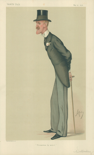 Colonel The Hon Frederick Arthur Wellesley, Promotion by merit, 25 May 1878, Vanity Fair cartoon (colour litho)