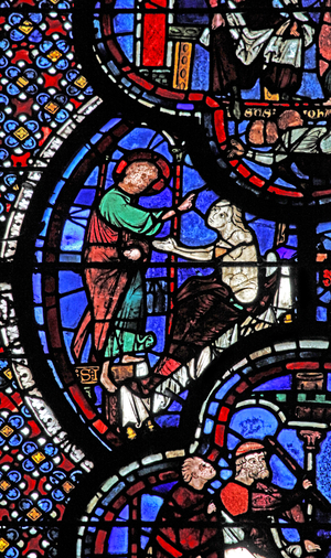 St John window: revives a woman (w48) (stained glass)