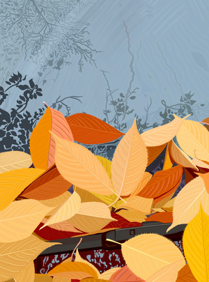 Fallen Cherry Tree Leaves On Car Windshield (digital art)