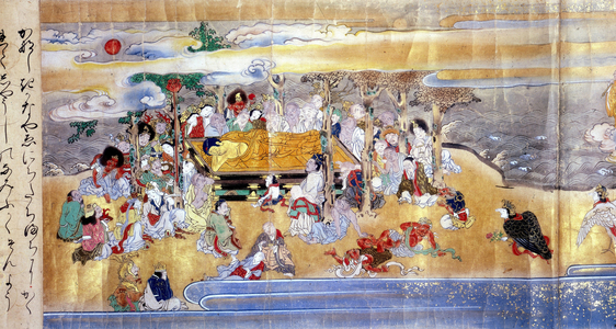 Death of Buddha, Pari Nirvana episode. 18th century (Japanese manuscript scroll)