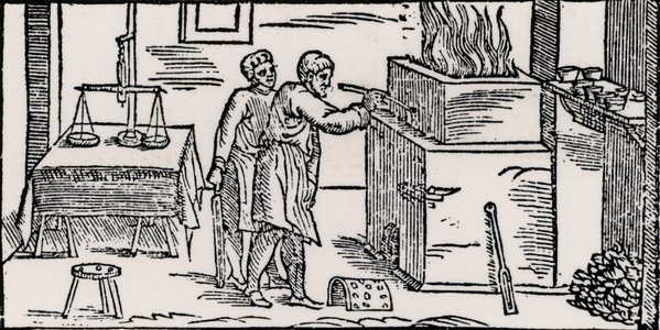 Assay laboratory, showing muffle furnace and balance