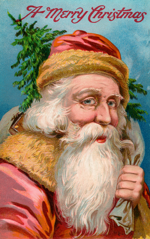 Santa Claus with Christmas Tree, 1901 (chromolithograph)