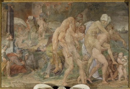 The twins of Catania (fresco of the gallery Francois 1er) 16th century (fresco)