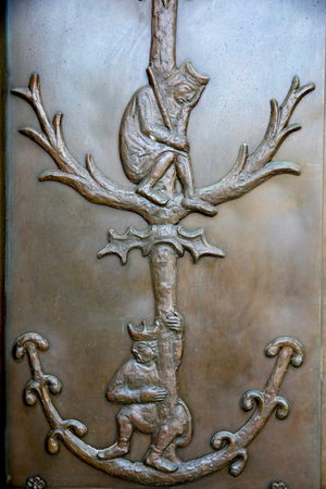 Relief on a door of the Annunciation Roman catholic basilica, Nazareth, Galilee, Israel.  (photo)