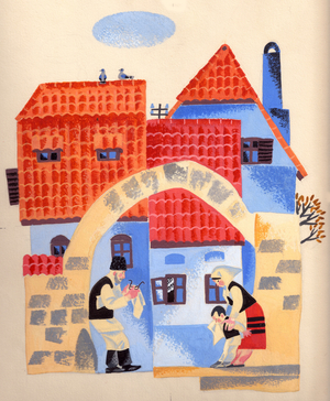 Illustration from 'Ala-bala-portocala' by Liviu Deleanu, 1969 (gouache on paper)