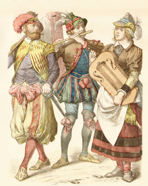 Fashion in Germany, 16th century (copper plate print)