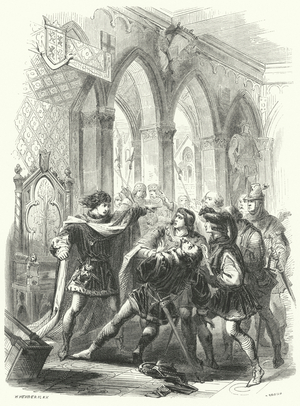 Gerard van de Wateringen killed by William V, Count of Holland, 1354 (engraving)