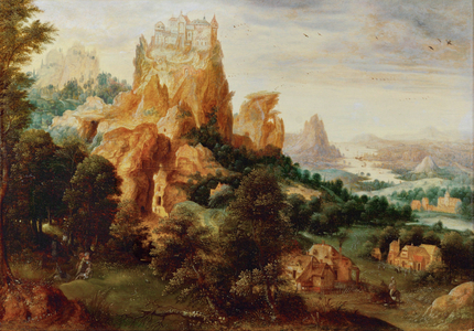 Landscape with the good Samaritan (painting on oakwood)